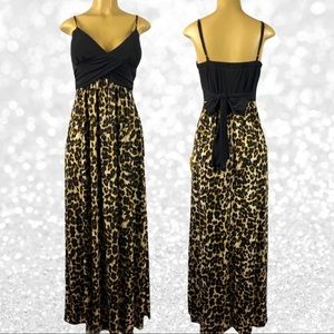 Speechless Black & Leopard Print Maxi Dress NWT